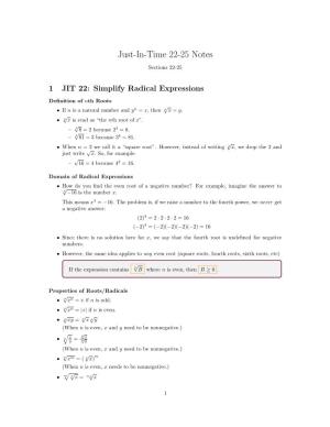 Just-In-Time 22-25 Notes