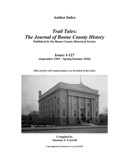 Trail Tales: the Journal of Boone County History Published by the Boone County Historical Society