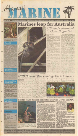 Marines Leap for Australia 3 I 3 Sends Personnel to Gold Eagle '96 "A Lot of Our Initial Training Will Be Lcpi