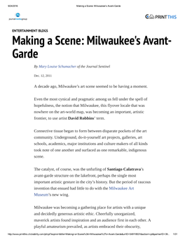 “Making a Scene: Milwaukee's Avant-Garde,” Journal Sentinal, December 12