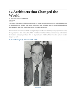 12 Architects That Changed the World 24 JANUARY 2011 77 COMMENTS Inshare100