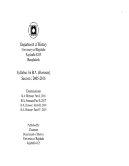 Department of History Syllabus for B.A. (Honours) Session : 2015-2016