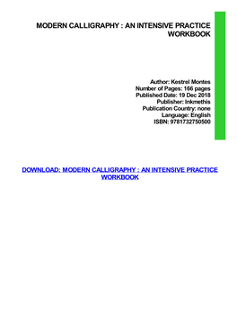 Modern Calligraphy : an Intensive Practice Workbook Pdf Free Download
