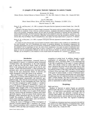 A Synopsis of the Genus Sanicula (Apiaceae) in Eastern Canada