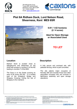 Plot 6A Ridham Dock, Lord Nelson Road, Sheerness, Kent ME9 8SR