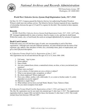 WWI Draft Registration Cards, 1917-1918