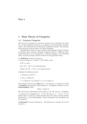 Part 1 1 Basic Theory of Categories