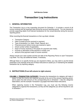 Transaction Log Instructions