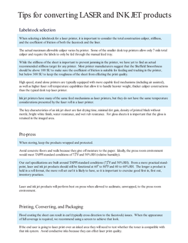 Tips for Converting LASER and INK JET Products