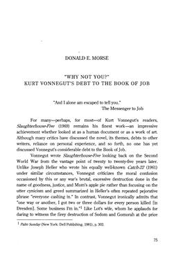 Kurt Vonnegut's Debt to the Book of Job