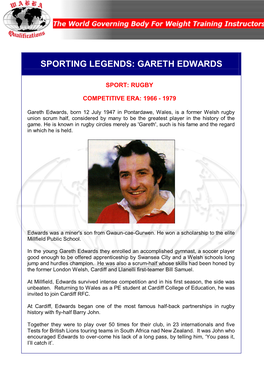 Sporting Legends: Gareth Edwards