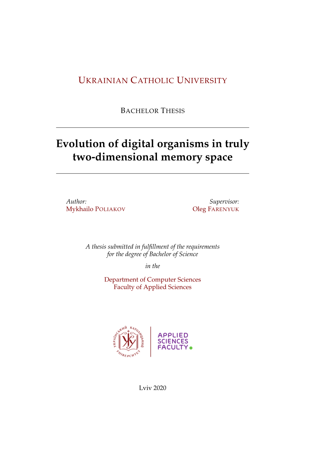 Evolution of Digital Organisms in Truly Two-Dimensional Memory Space