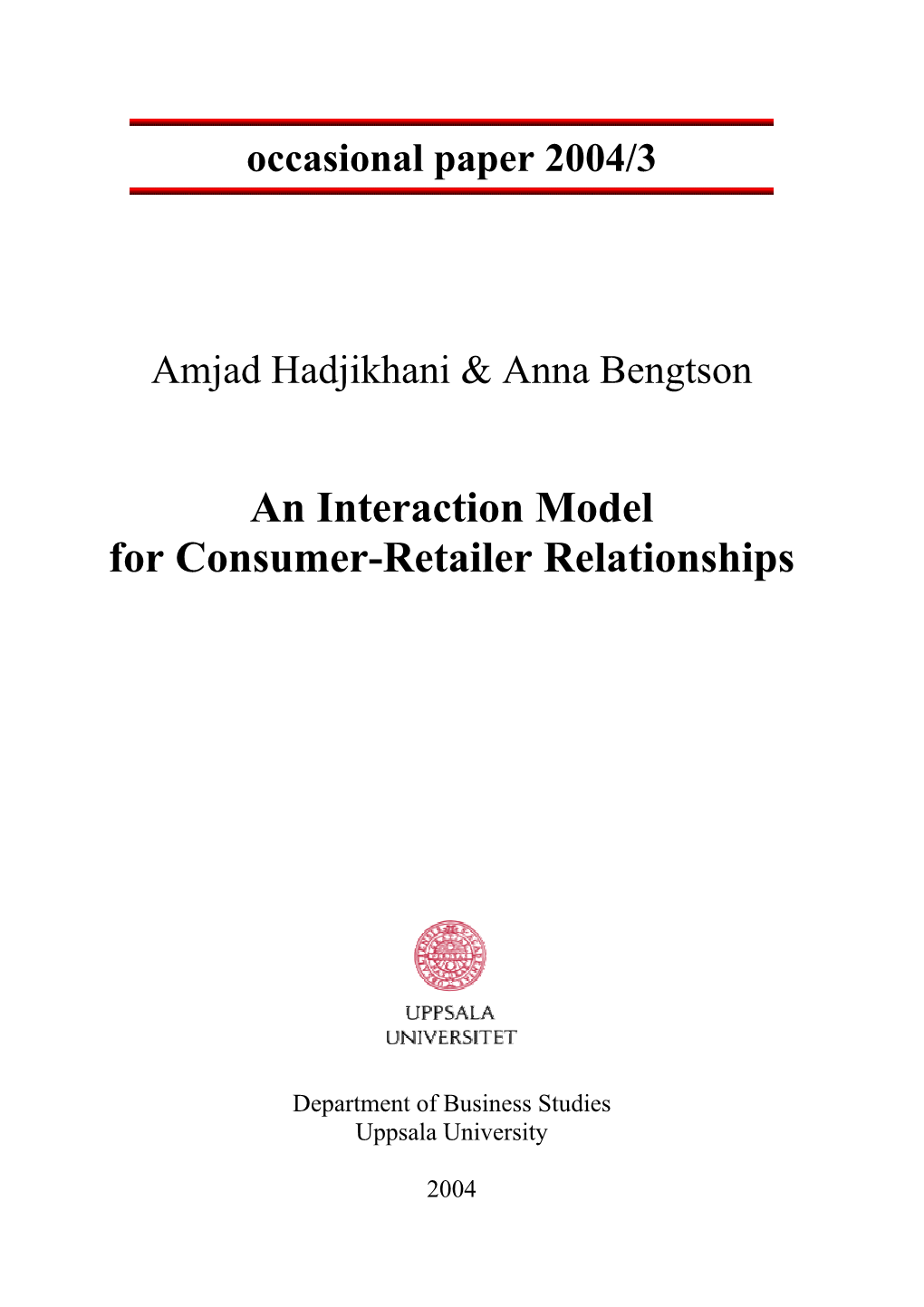 An Interaction Model for Consumer-Retailer Relationships