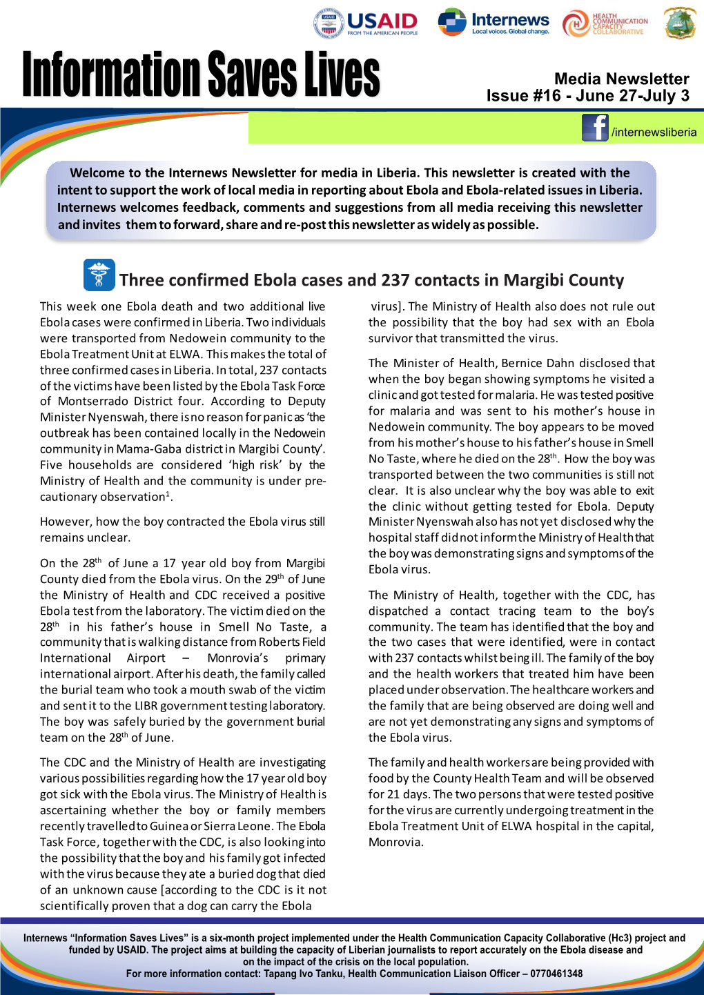 Newsletter ISSUE # 16 for Media Internews