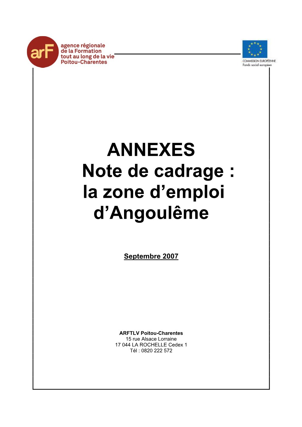 ANNEXES Note De Cadrage Angoulême