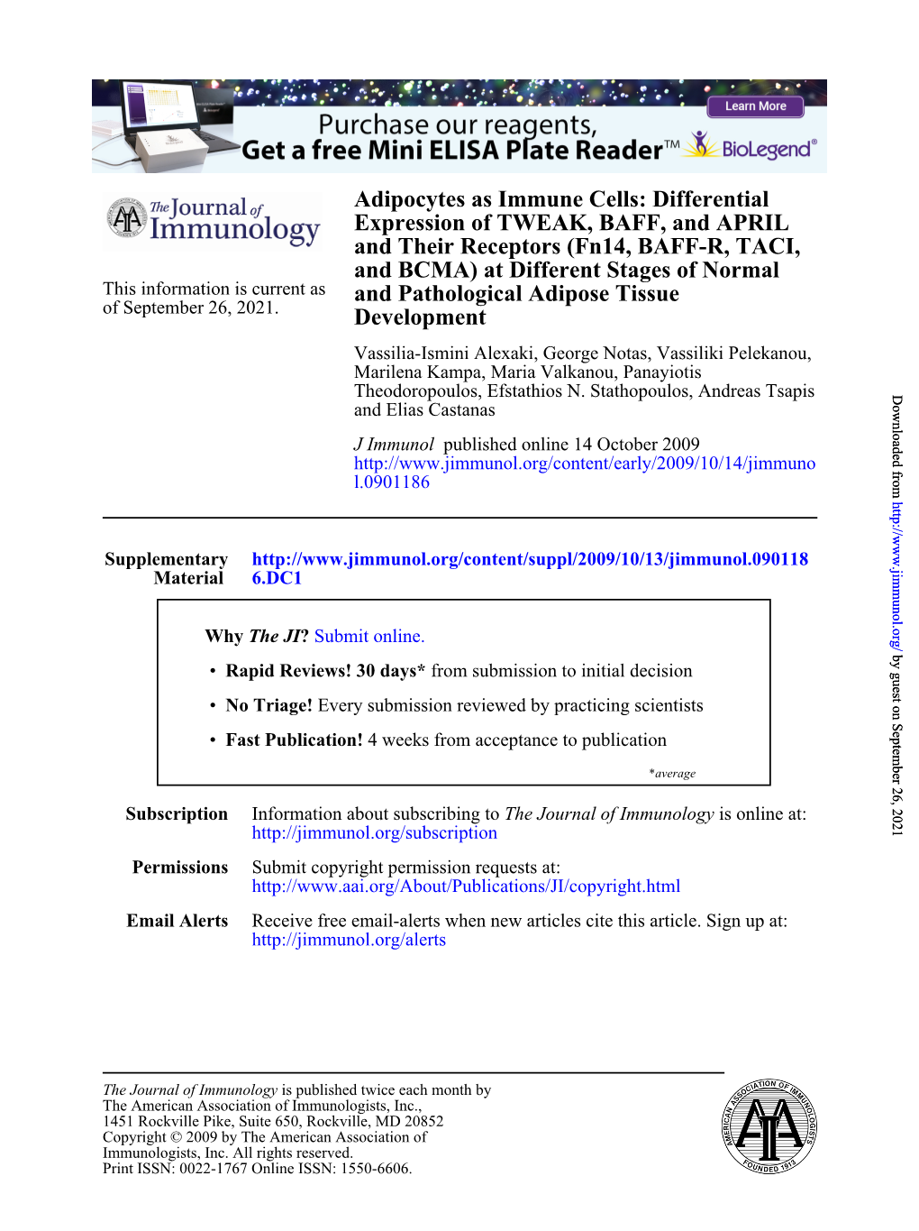 Adipocytes As Immune Cells: Differential Expression of TWEAK