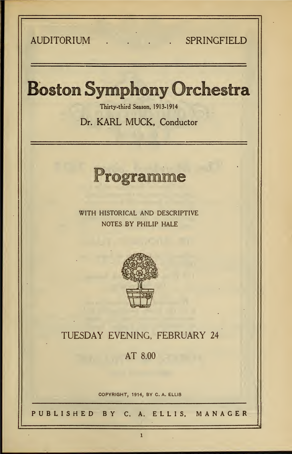 Boston Symphony Orchestra Concert Programs, Season 33,1913