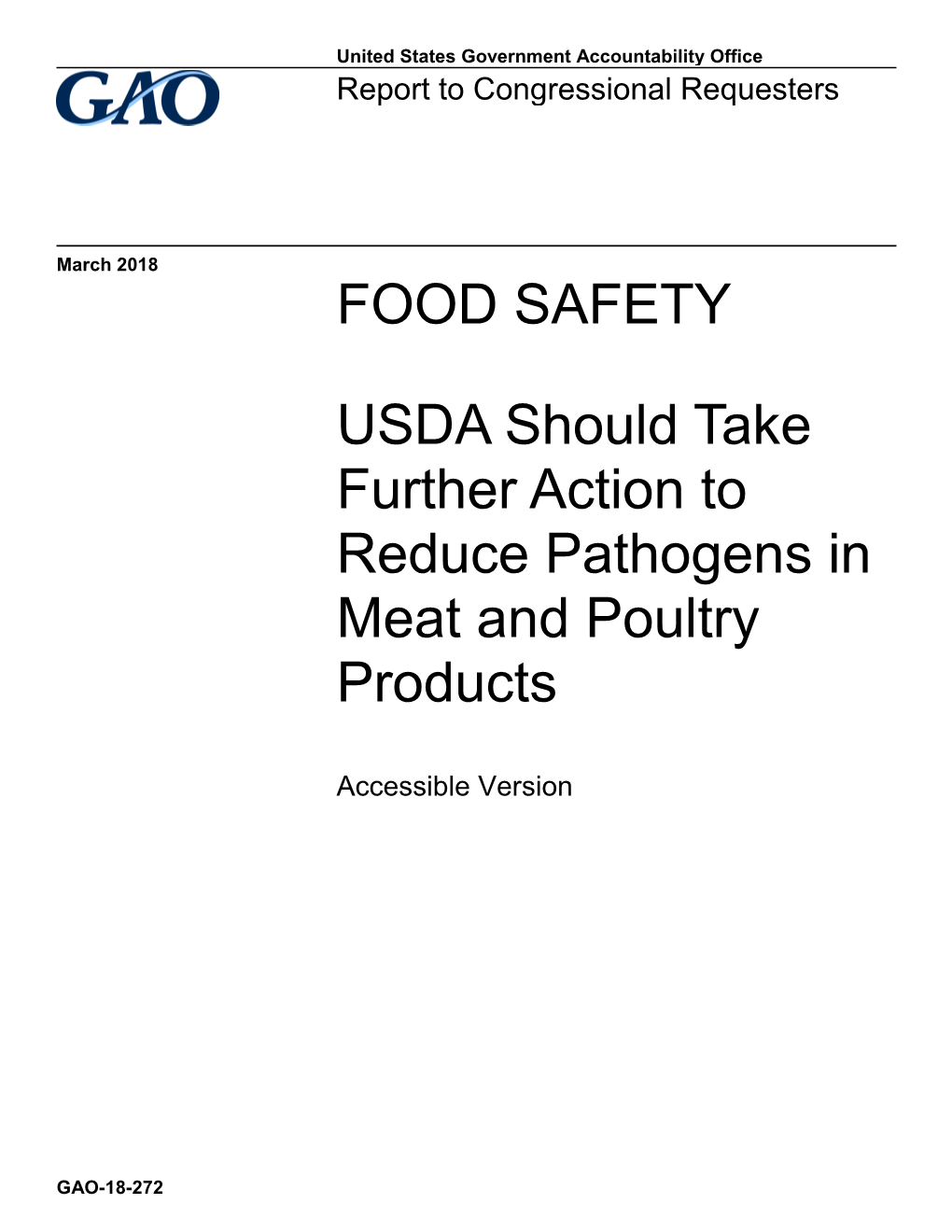 USDA Should Take Further Action to Reduce Pathogens in Meat and Poultry Products