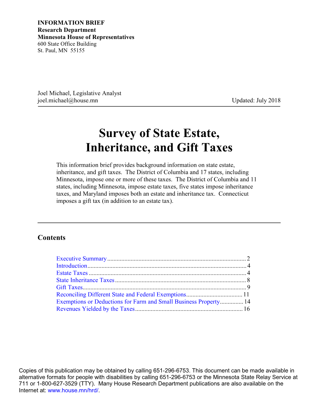 Survey of State Estate, Inheritance, and Gift Taxes