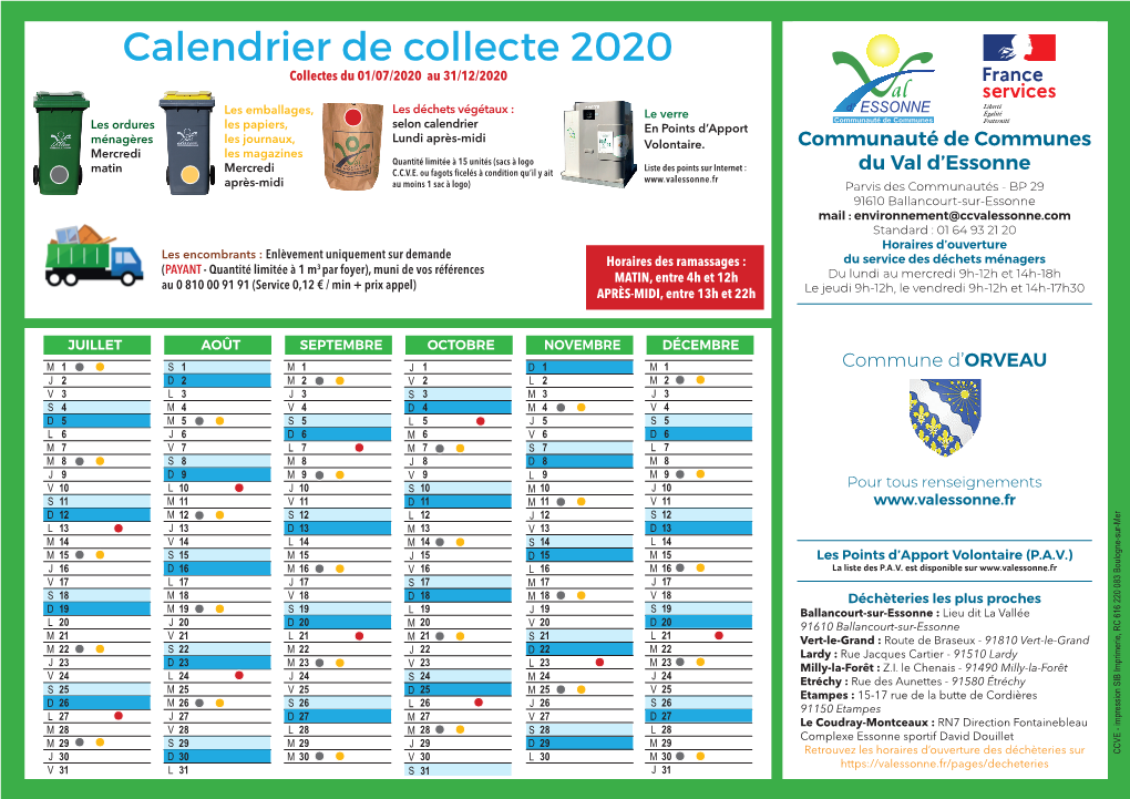 Calendrier De Collecte 2020 Collectes Du 01/07/2020 Au 31/12/2020