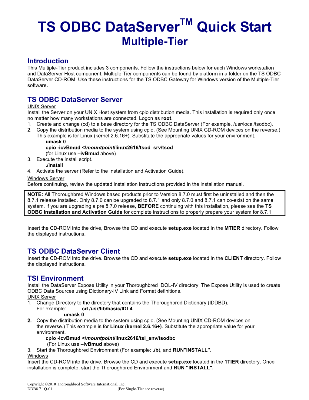 TS ODBC Dataserver Quick Start