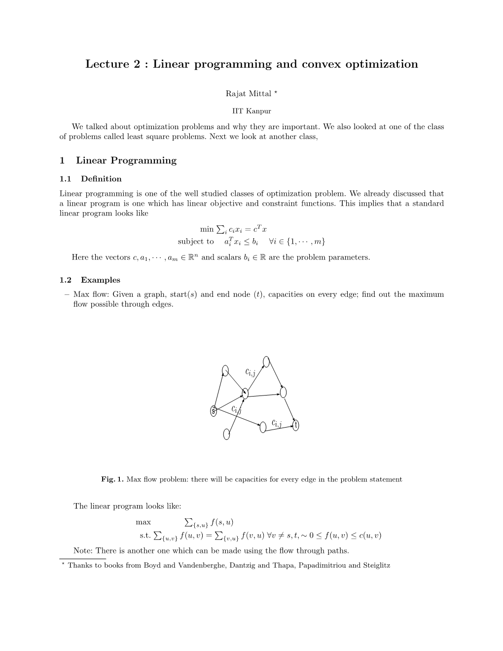 Linear Programming and Convex Optimization