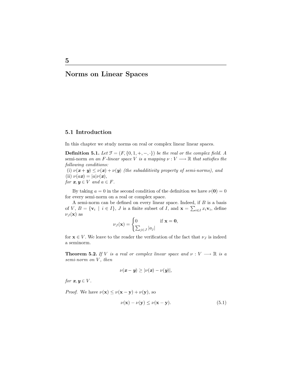 5 Norms on Linear Spaces