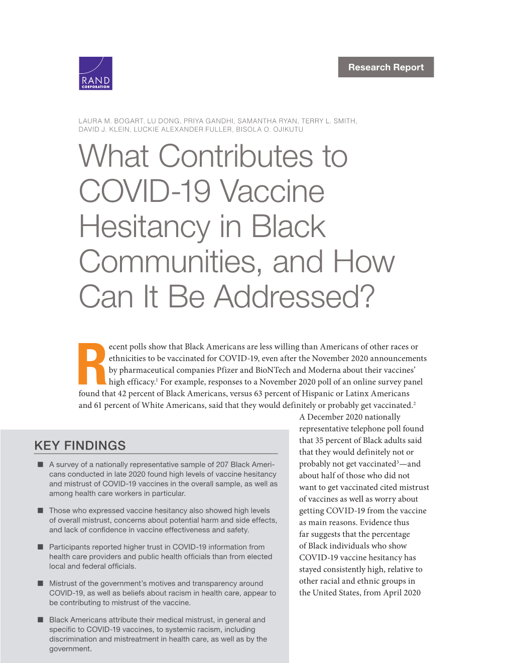 What Contributes to COVID-19 Vaccine Hesitancy in Black Communities, and How Can It Be Addressed?