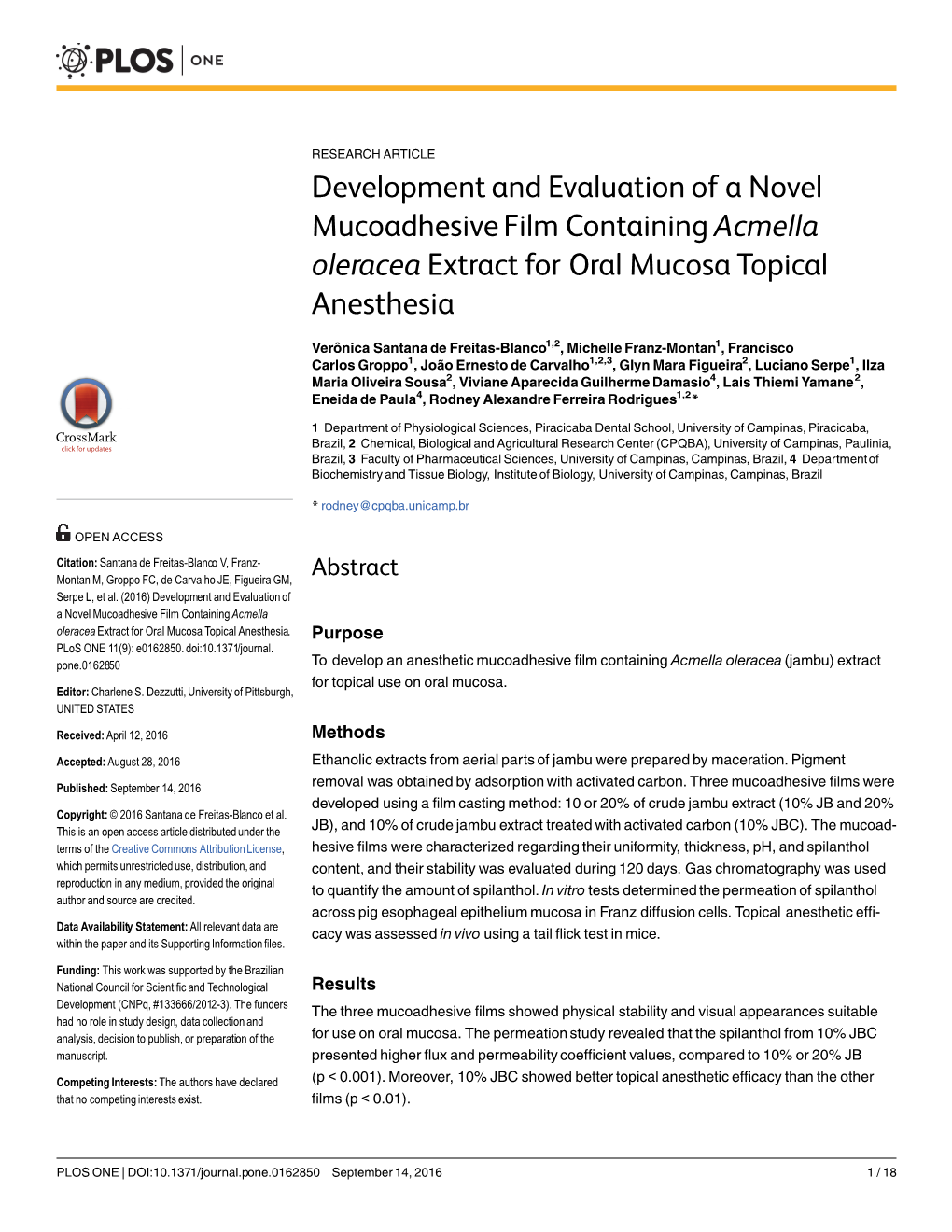 Acmella Oleracea Extract for Oral Mucosa Topical Anesthesia