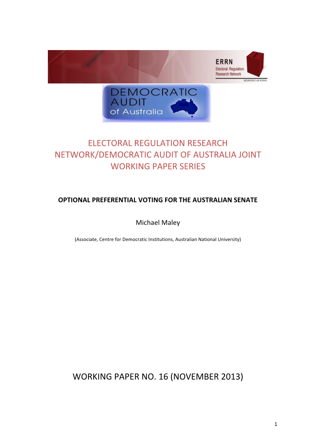 Optional Preferential Voting for the Australian Senate