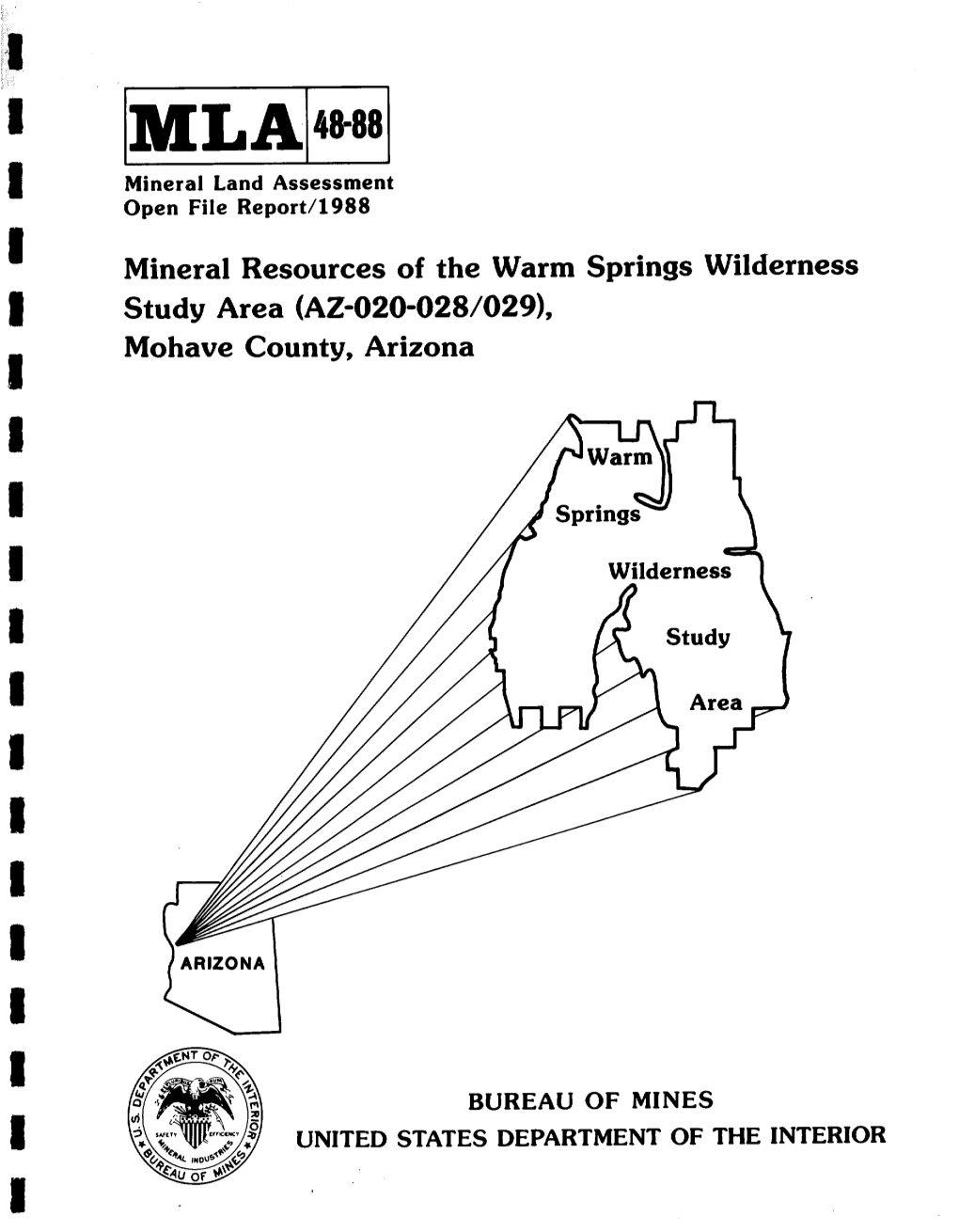 MINERAL RESOURCES of the WARM SPRINGS WILDERNESS STUDY AREA (AZ-O20-O28/O2g), MOHAVE COUNTY, ARIZONA