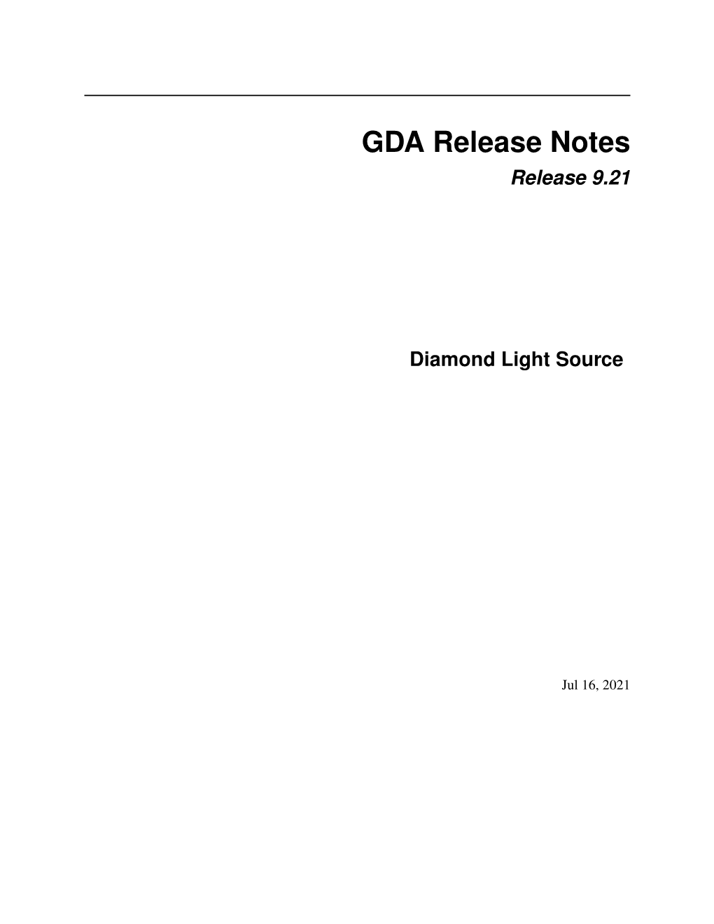 GDA Release Notes Release 9.21