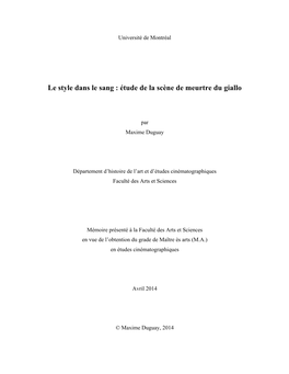 Étude De La Scène De Meurtre Du Giallo