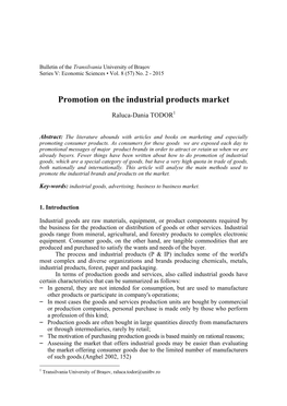 Promotion on the Industrial Products Market