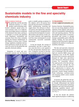 Sustainable Models in the Fine and Speciality Chemicals Industry