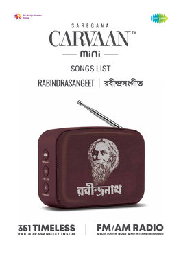 Saregama Carvaan Mini Rabindrasangeet Song List