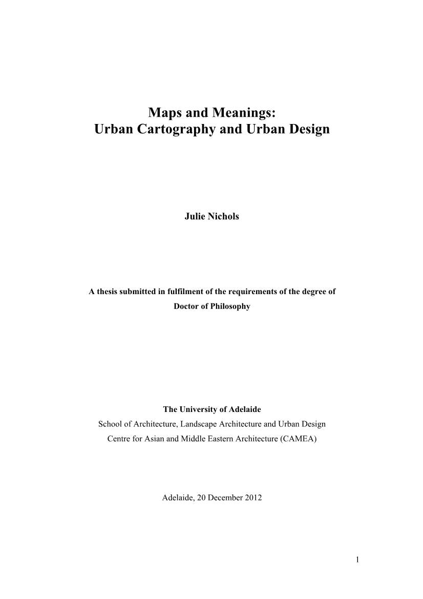 Maps and Meanings: Urban Cartography and Urban Design