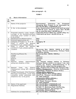 FORM 1 (I) Basic Information Sr. No. Item Details 1. Name of the Project/S