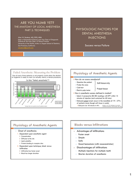 Physiologic Factors for Dental Anesthesia Injections