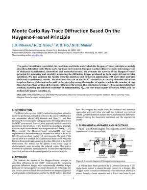 Monte Carlo Ray-Trace Diffraction Based on the Huygens-Fresnel Principle