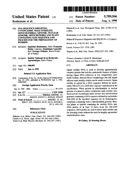 United States Patent (19) 11 Patent Number: 5,789,566 Bonhomme Et Al