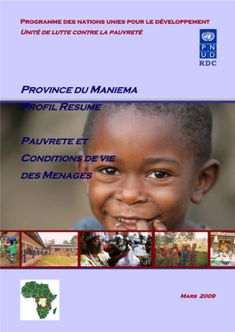 Province Du Maniema Profil Resume Pauvrete Et