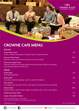 CROWNE CAFE Menu