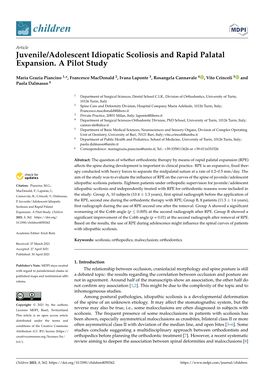 Juvenile/Adolescent Idiopatic Scoliosis and Rapid Palatal Expansion