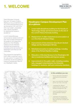 Headington Campus Development Plan At-A-Glance