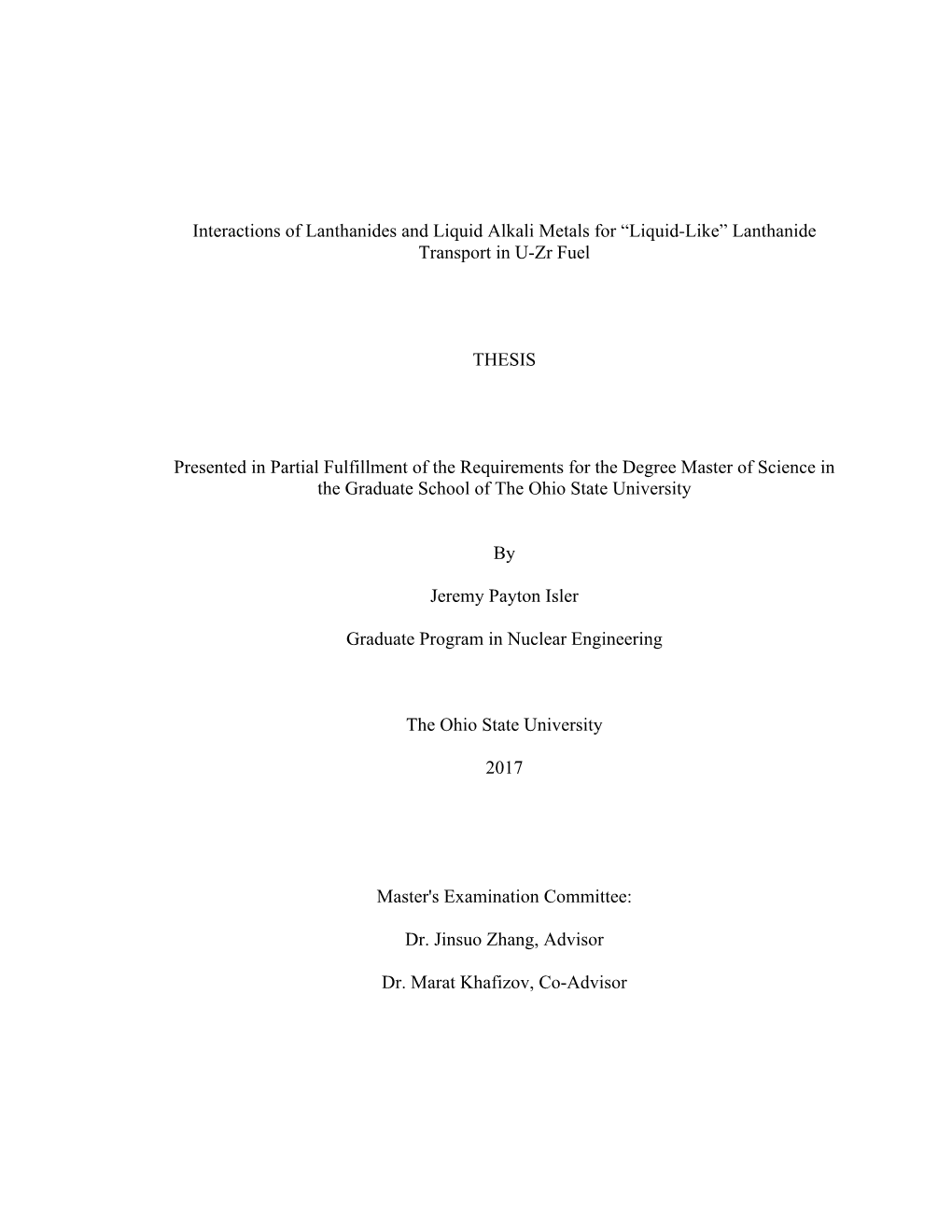 Interactions of Lanthanides and Liquid Alkali Metals for “Liquid-Like” Lanthanide Transport in U-Zr Fuel