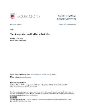 The Anagnorisis and Its Use in Euripides