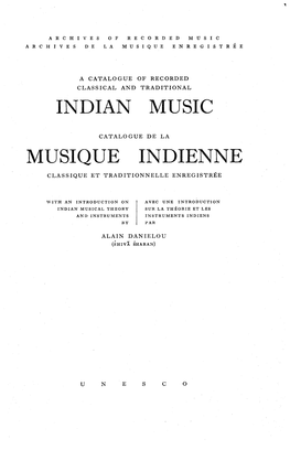A Catalogue of Recorded Classical and Traditional Indian Music