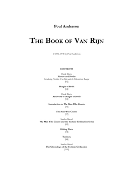 Poul Anderson the BOOK of VAN RIJN