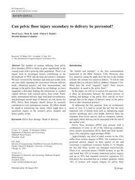 Can Pelvic Floor Injury Secondary to Delivery Be Prevented?